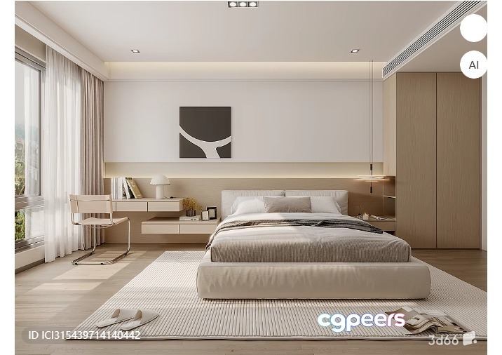 Cozy Modern Bedroom 3D Model - 1560 - VRAY Render Cozy Modern Bedroom 3D Model - 1560 - VRAY Render