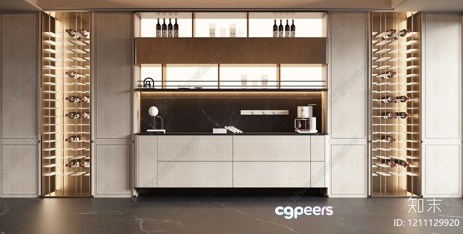 A Modern Kitchen With White Cabinets 3D Model - 8482 - VRAY Render A Modern Kitchen With White Cabinets 3D Model - 8482 - VRAY Render