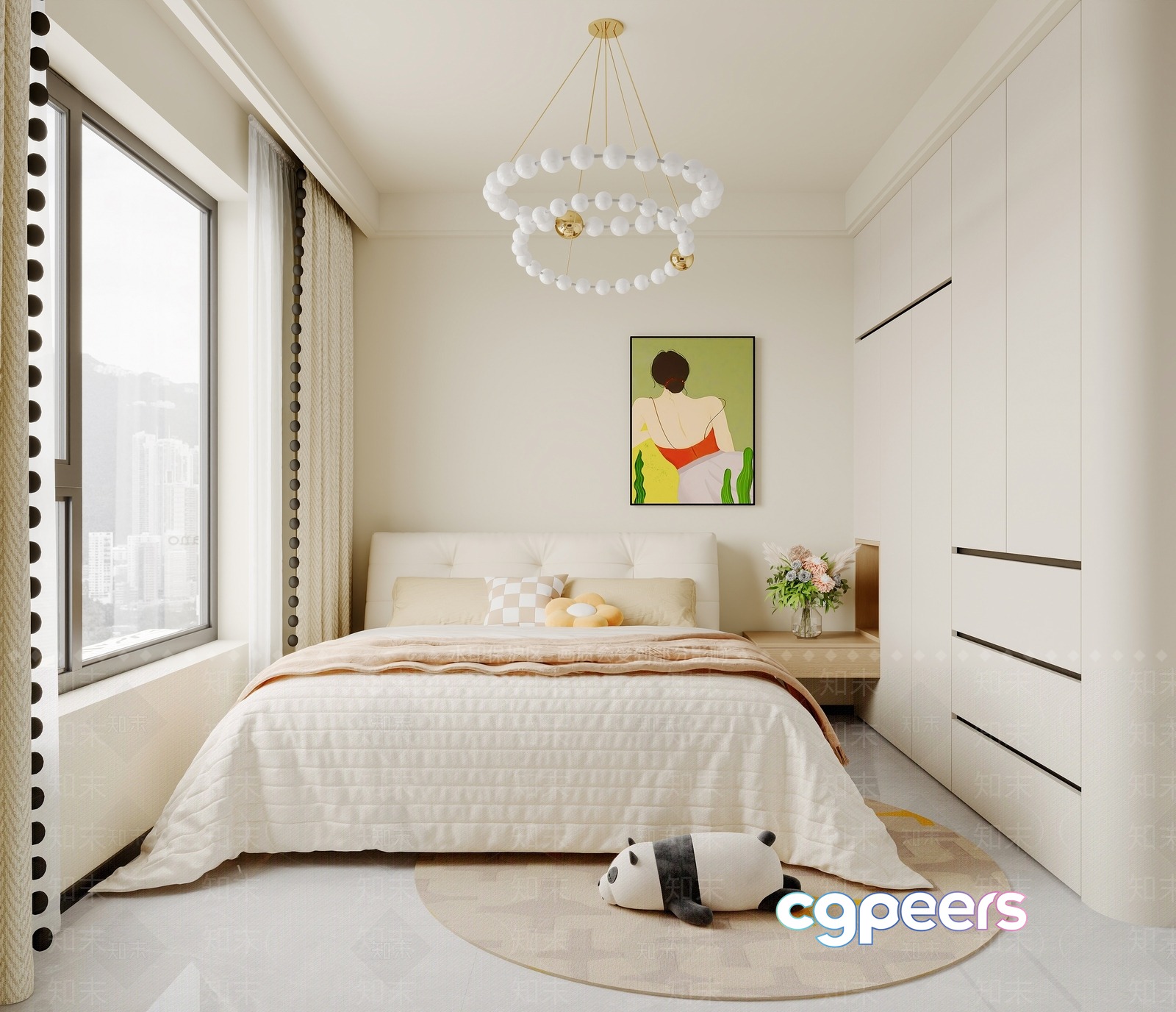 Modern White Bedroom 3D Model - 1656 - VRAY Render Modern White Bedroom 3D Model - 1656 - VRAY Render
