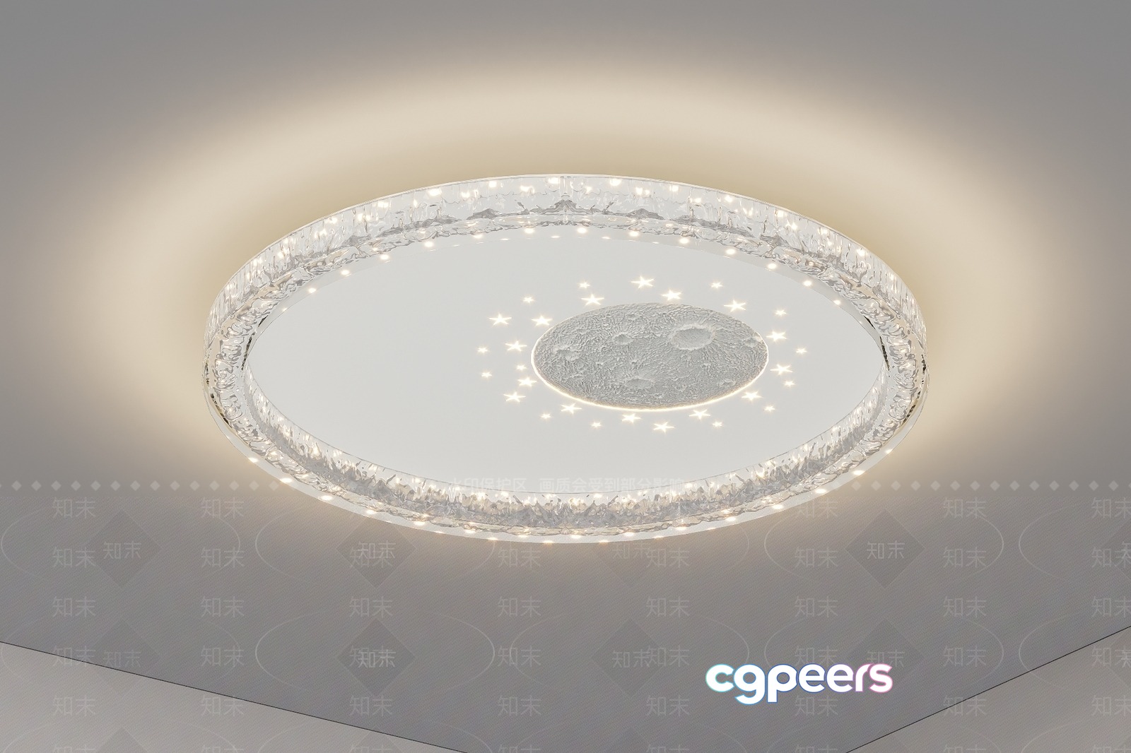A Circular Light Fixture With A Decorative Border 3D Model - 19132 - VRAY Render A Circular Light Fixture With A Decorative Border 3D Model - 19132 - VRAY Render