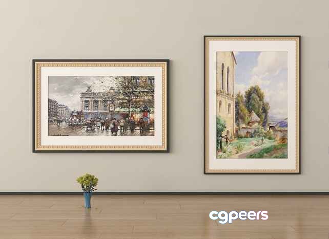 Two Framed Paintings 3D Model - 19491 - VRAY Render Two Framed Paintings 3D Model - 19491 - VRAY Render