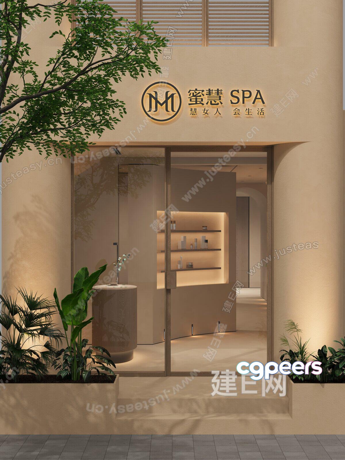 A Spa Storefront 3D Model - 4584 - VRAY Render A Spa Storefront 3D Model - 4584 - VRAY Render