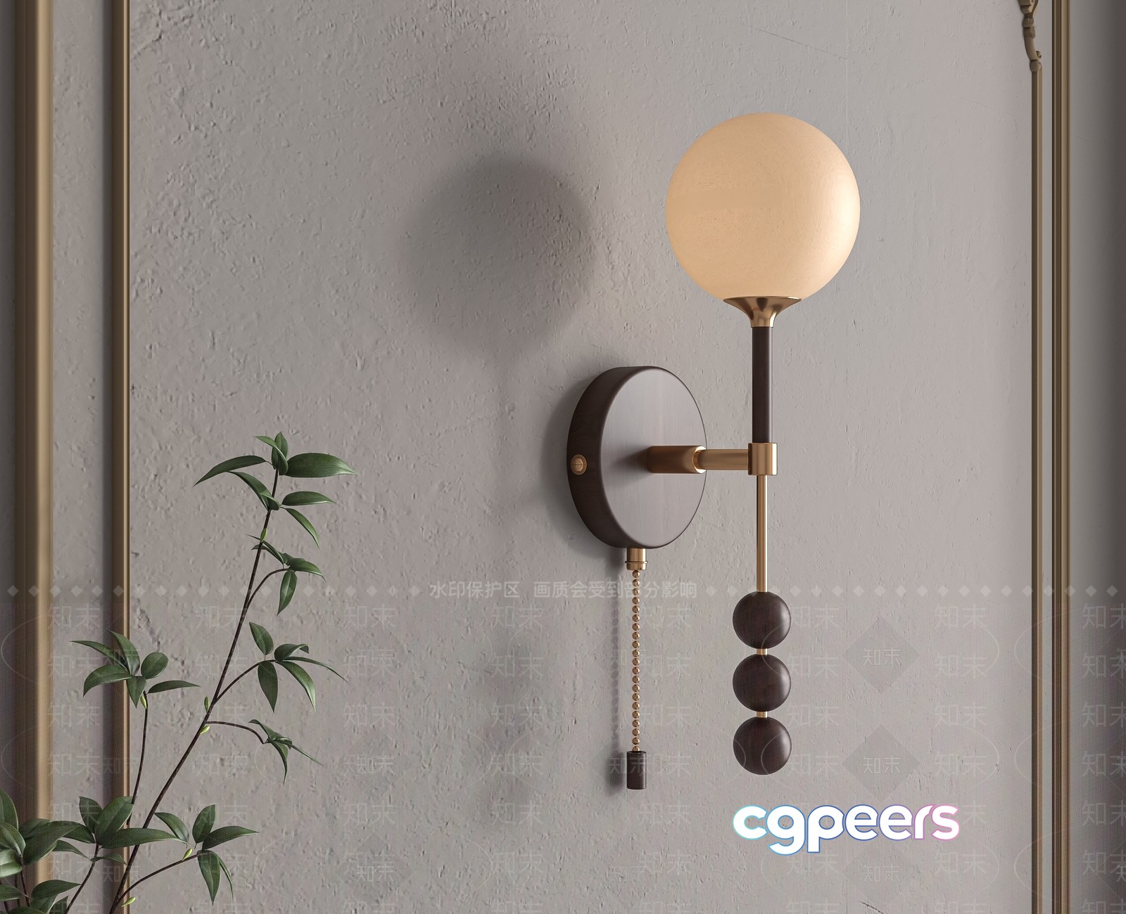 Gold Light Fixture 3D Model - 8543 - VRAY Render