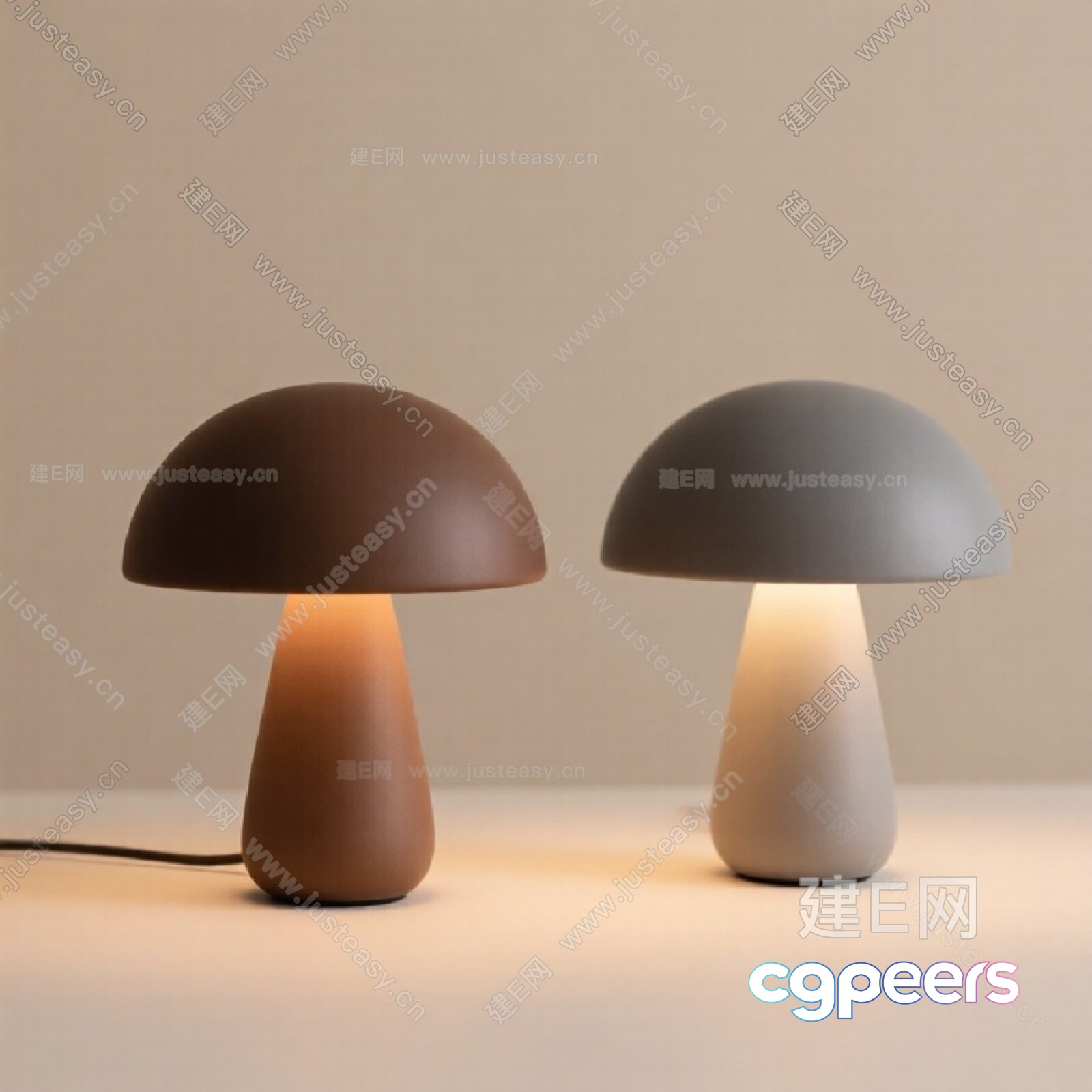 A Pair Of Mushroom-Shaped Lamps 3D Model - 5766 - VRAY Render A Pair Of Mushroom-Shaped Lamps 3D Model - 5766 - VRAY Render