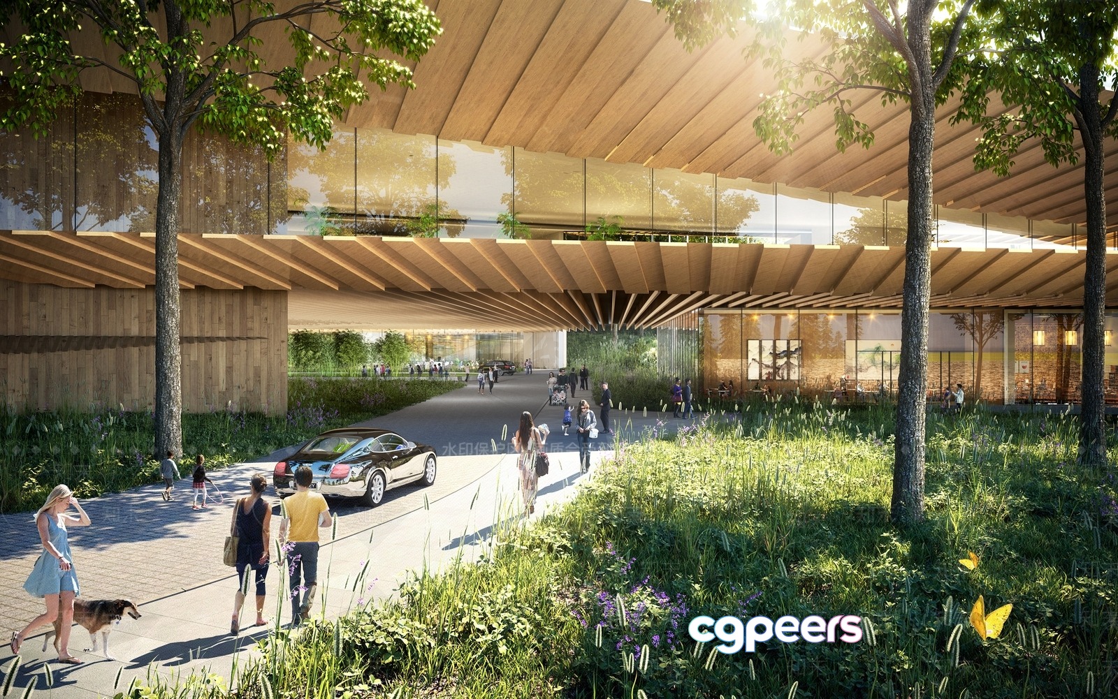A Modern Building With A Glass Facade 3D Model - 10560 - VRAY Render