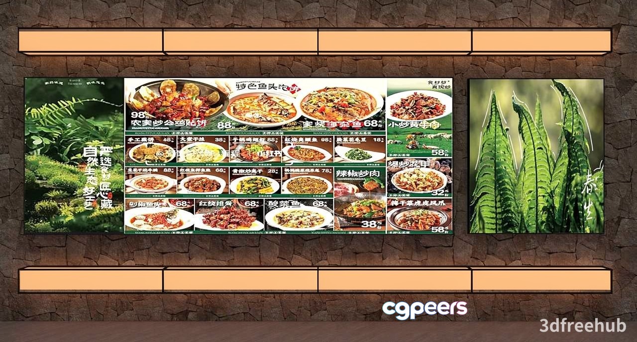 A Menu Board With Food Images 3D Model - 21232 - VRAY Render