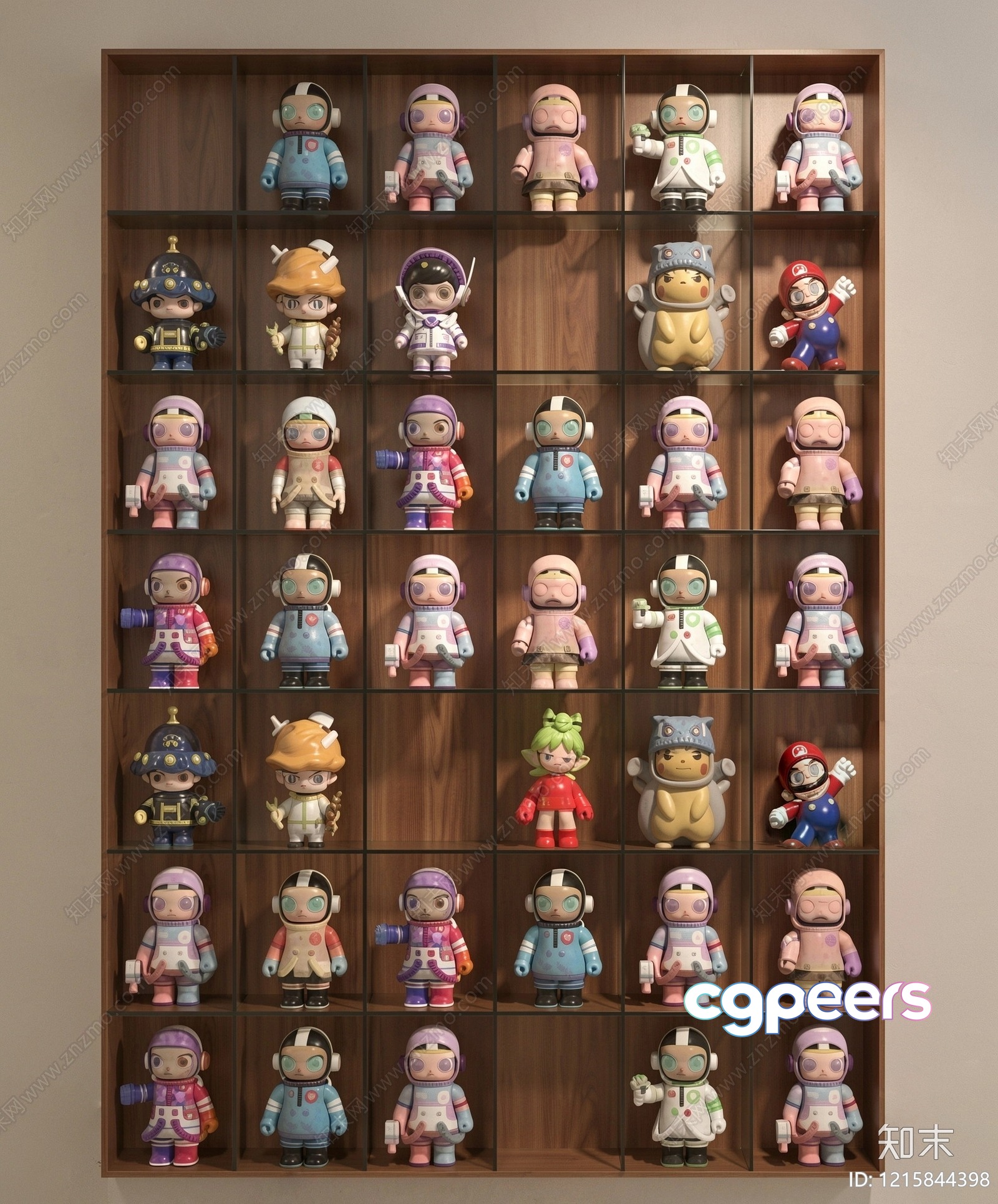A Shelf Of Figurines 3D Model - 10981 - VRAY Render