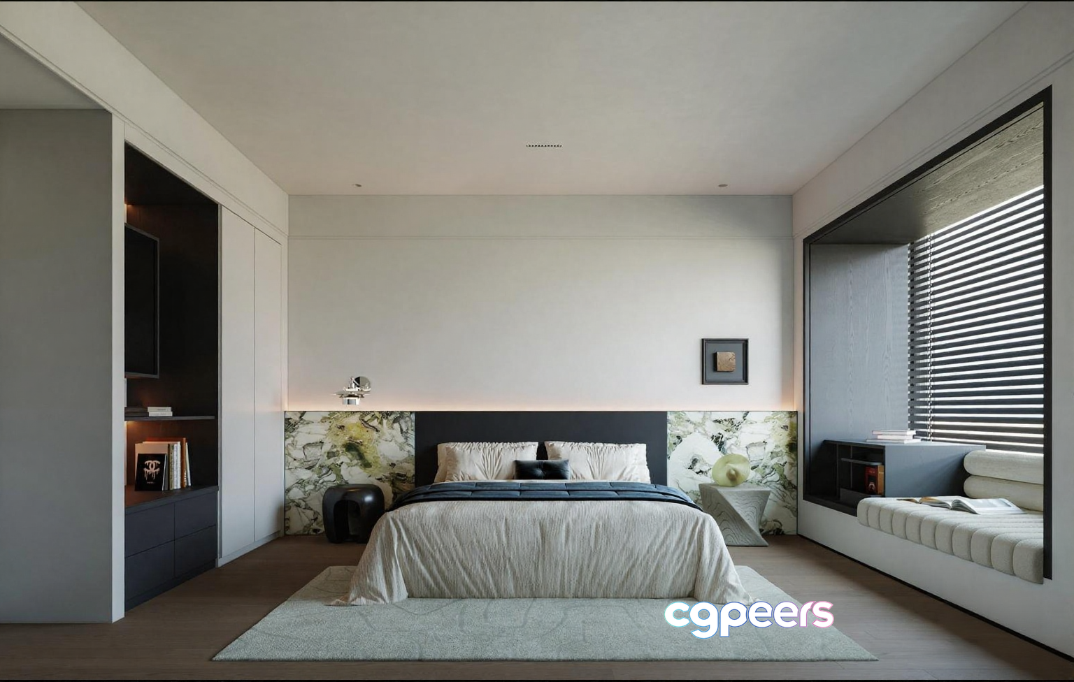 Modern Minimalist Bedroom 3D Model - 6168 - VRAY Render