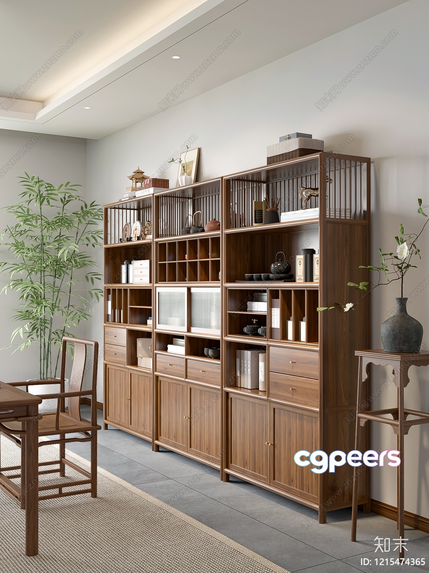 Modern Wooden Shelving Unit 3D Model - 10436 - VRAY Render Modern Wooden Shelving Unit 3D Model - 10436 - VRAY Render