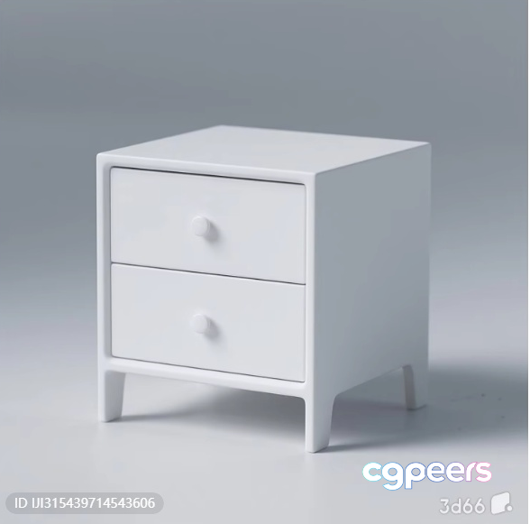 Small White Nightstand 3D Model - 320 - VRAY Render Small White Nightstand 3D Model - 320 - VRAY Render