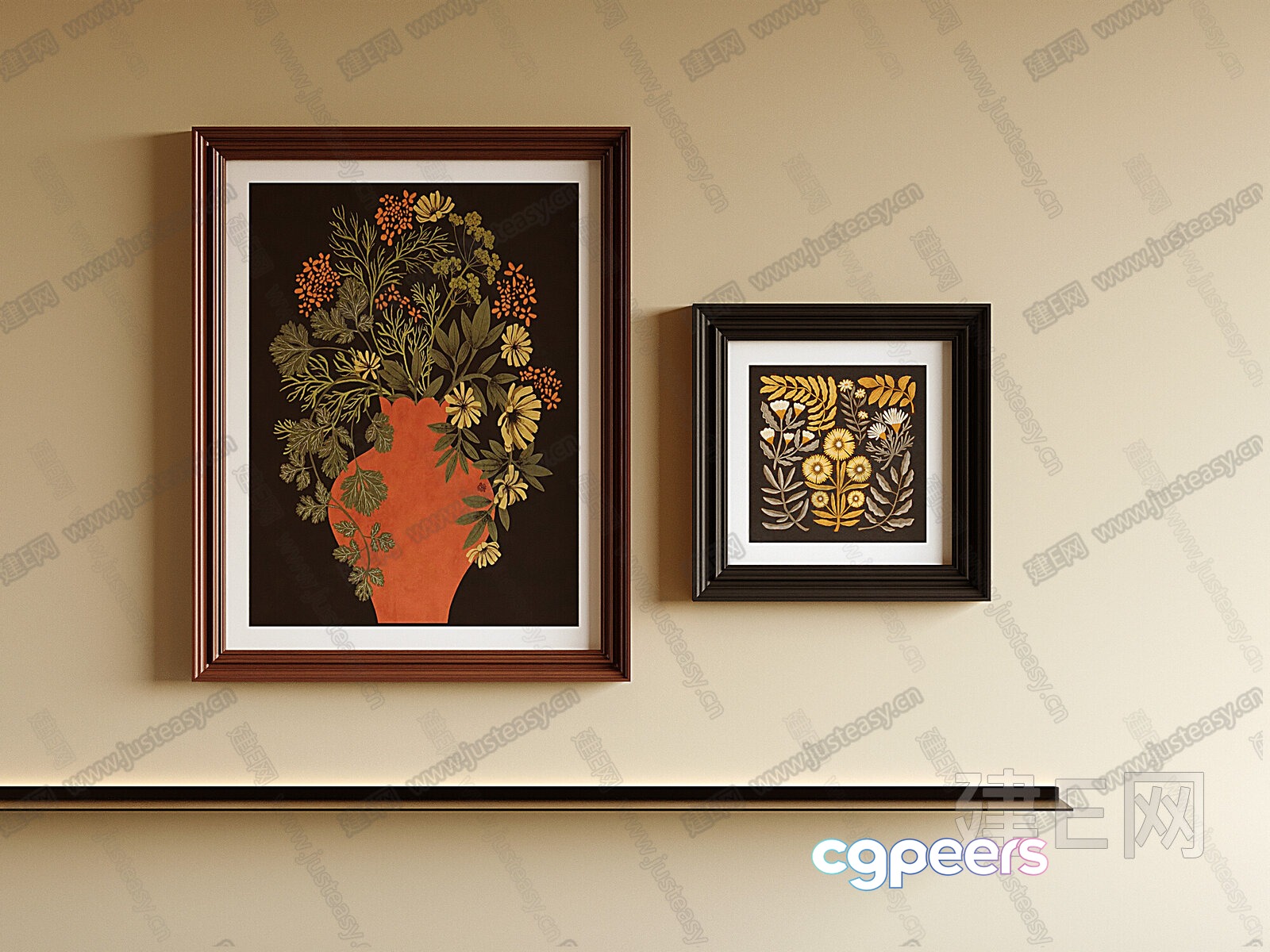 A Framed Picture Of Flowers 3D Model - 4103 - VRAY Render