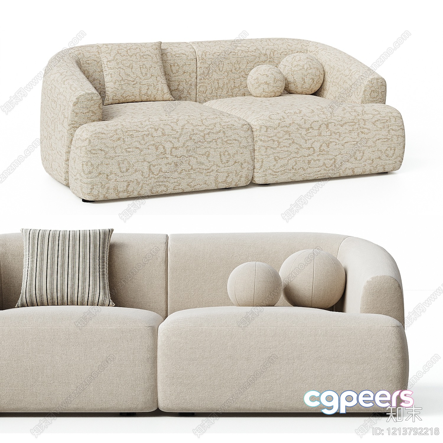 Modern Beige Couches 3D Model - 17760 - VRAY Render