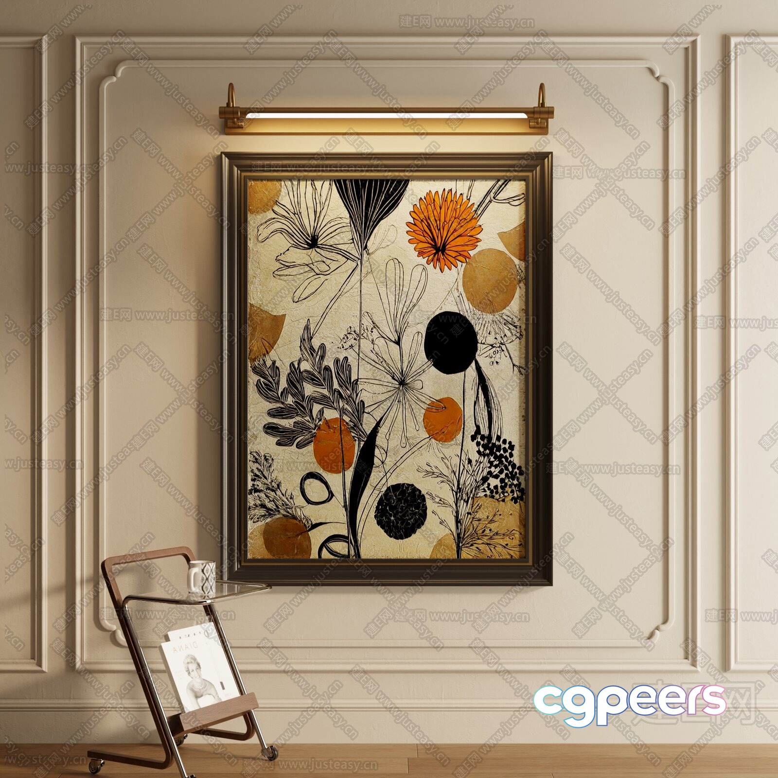 A Floral Painting 3D Model - 23703 - VRAY Render A Floral Painting 3D Model - 23703 - VRAY Render