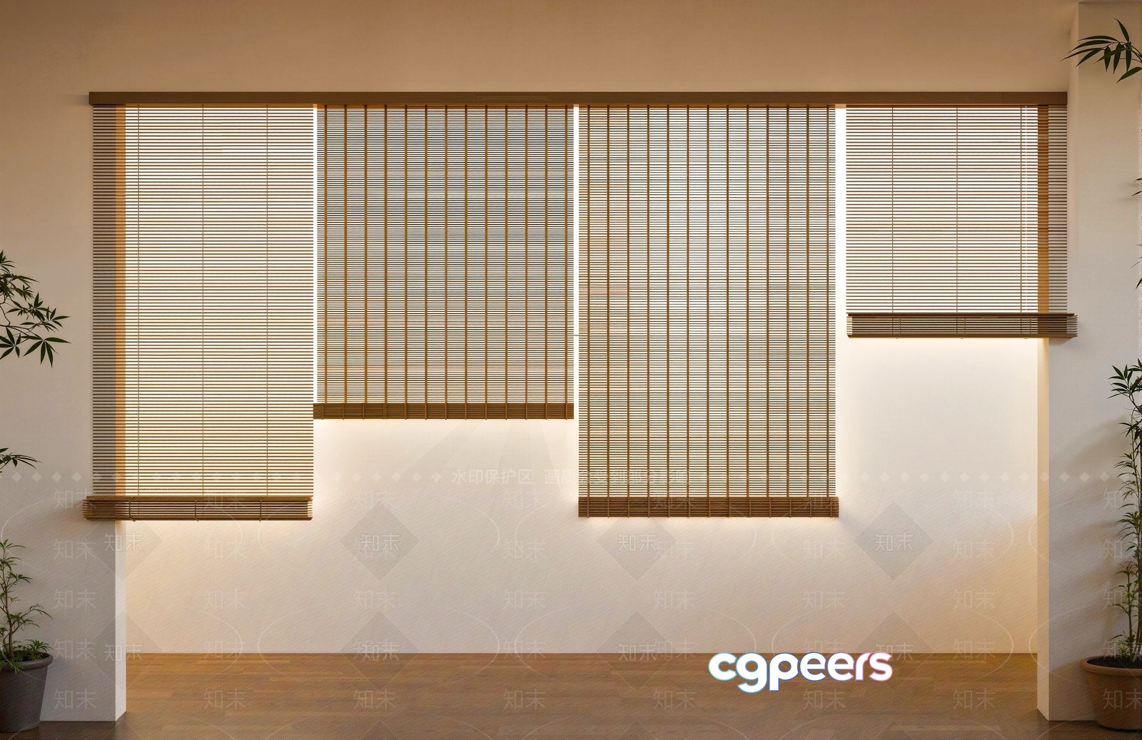 Bamboo Window Blinds 3D Model - 2361 - VRAY Render