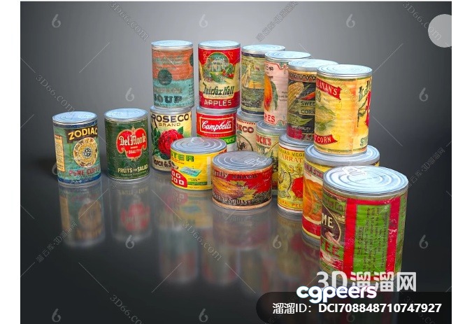 A Collection Of Cans 3D Model - 11030 - VRAY Render A Collection Of Cans 3D Model - 11030 - VRAY Render