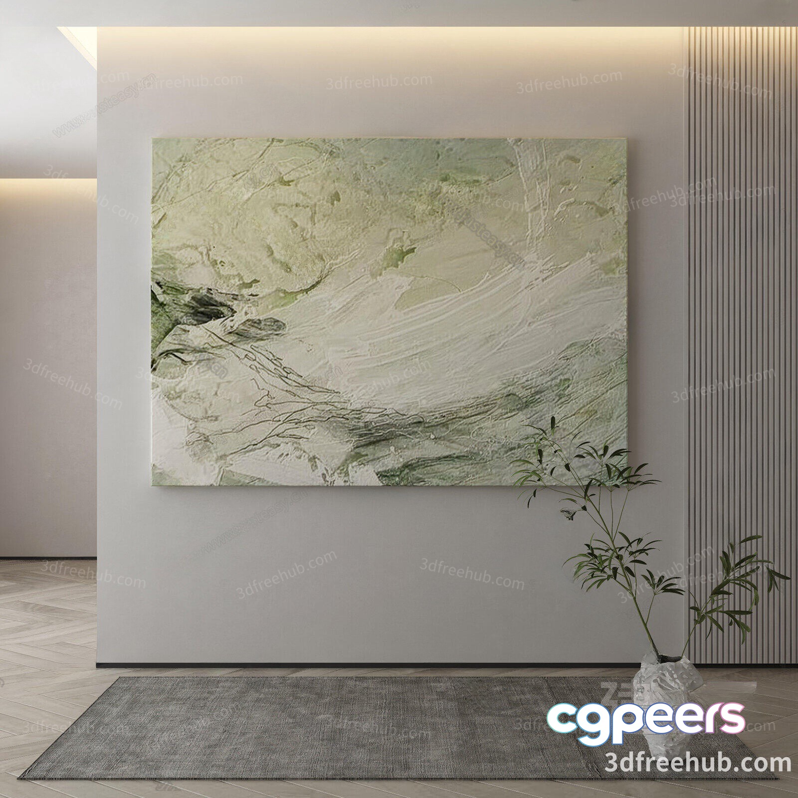 Modern Light Gray Wall Art 3D Model - 21753 - VRAY Render Modern Light Gray Wall Art 3D Model - 21753 - VRAY Render
