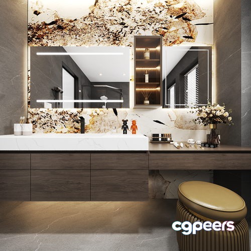 Modern Bathroom Vanity 3D Model - 4924 - VRAY Render