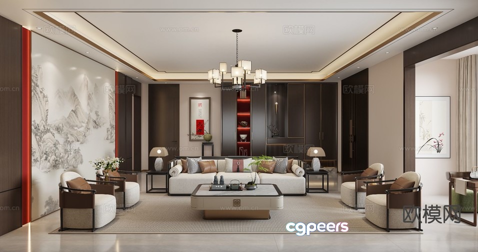 Modern Living Room 3D Model - 4589 - VRAY Render