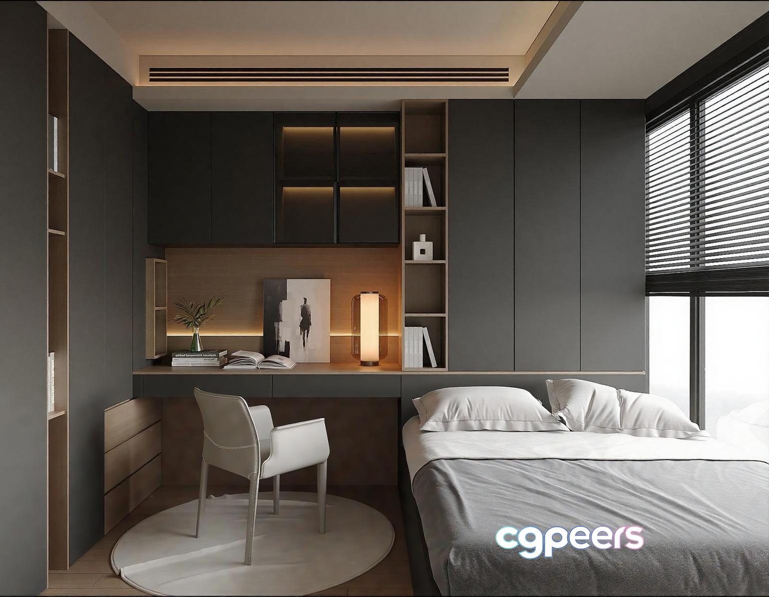 Modern Minimalist Bedroom 3D Model - 3562 - VRAY Render Modern Minimalist Bedroom 3D Model - 3562 - VRAY Render