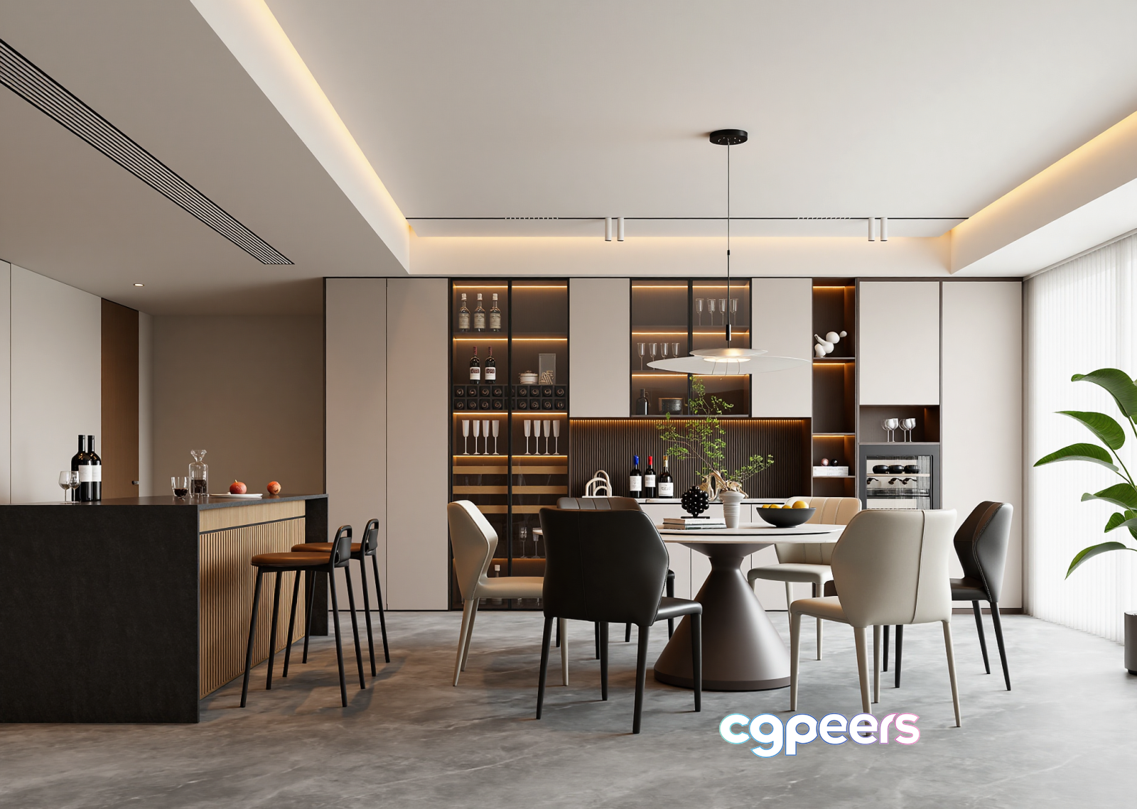 A Modern Dining Room 3D Model - 22327 - VRAY Render A Modern Dining Room 3D Model - 22327 - VRAY Render
