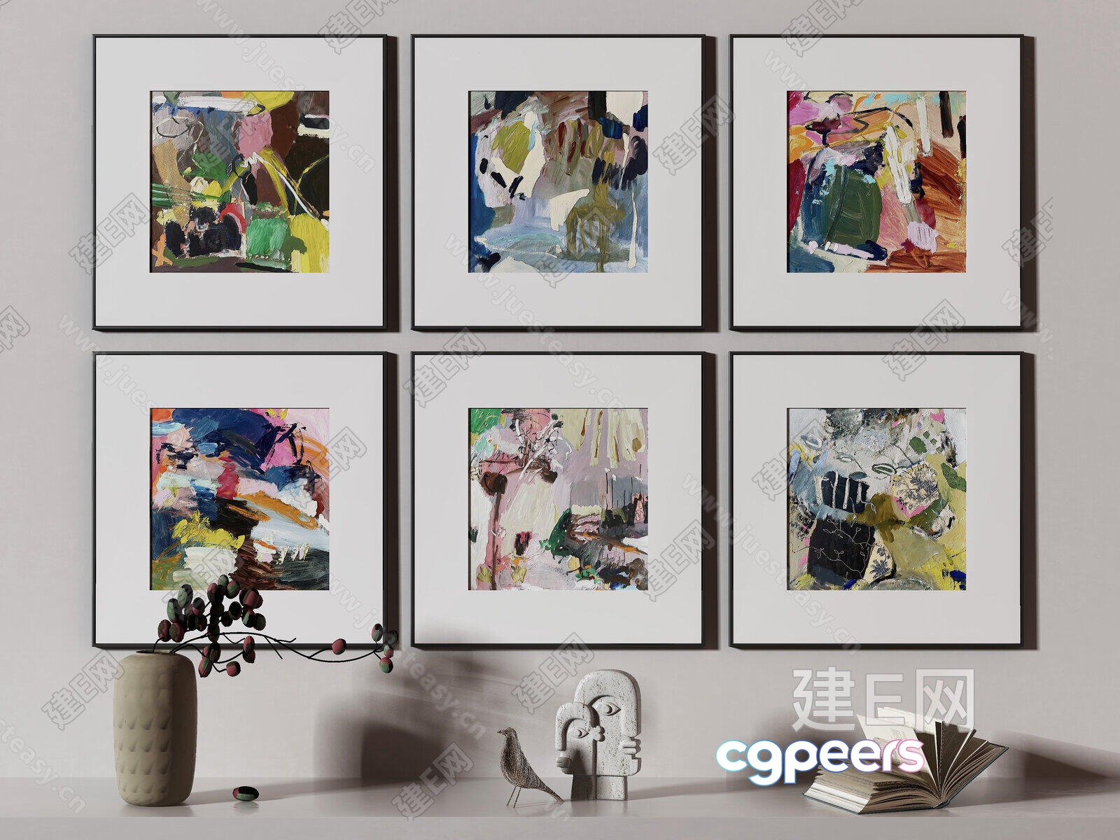 Modern Abstract Art Pieces 3D Model - 15176 - VRAY Render Modern Abstract Art Pieces 3D Model - 15176 - VRAY Render
