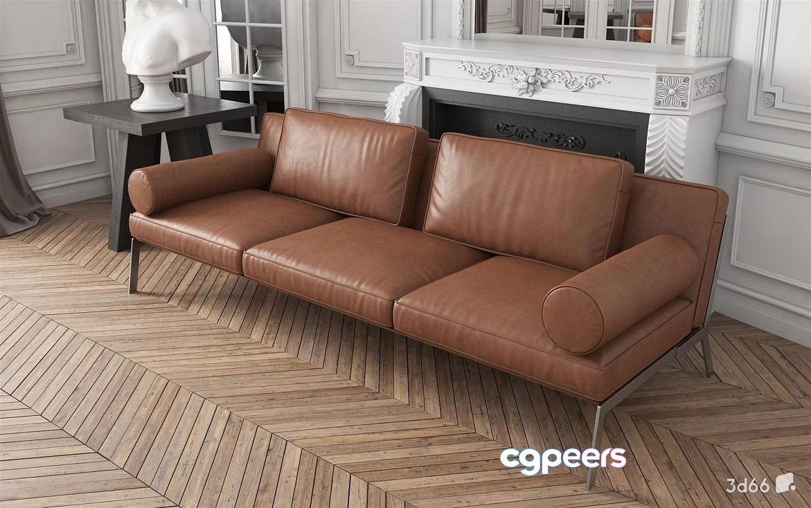 Modern Leather Couch 3D Model - 21101 - VRAY Render