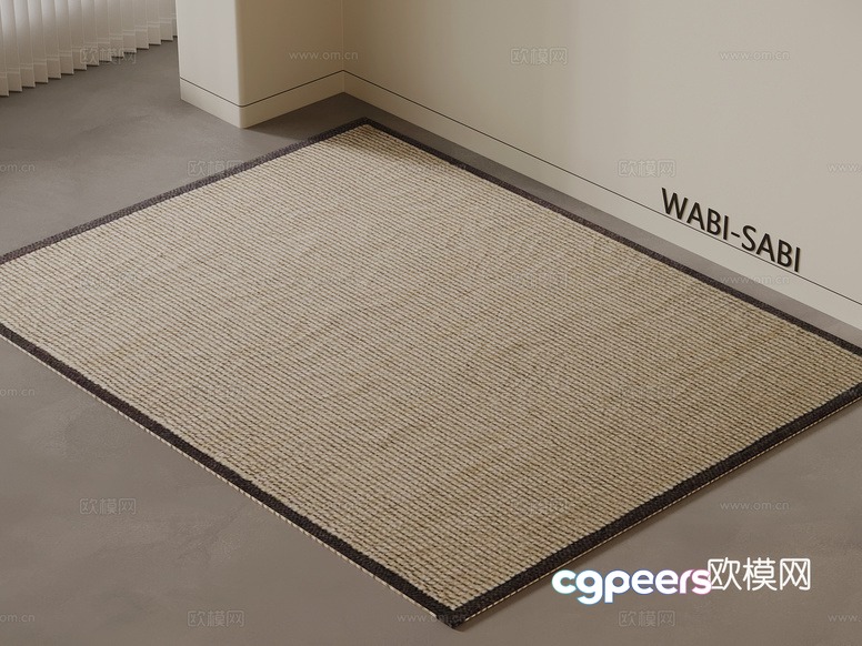 A Beige Rug With A Dark Brown Border 3D Model - 8064 - VRAY Render