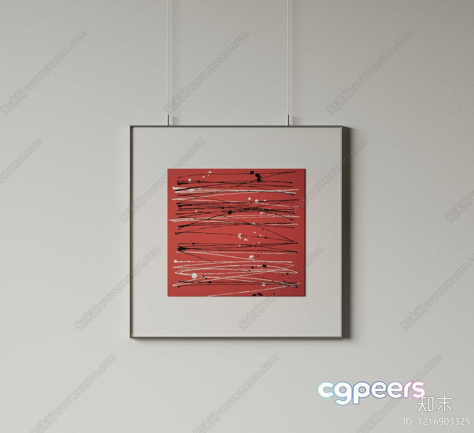 A Piece Of Abstract Art Hangs On A Wall 3D Model - 16449 - VRAY Render