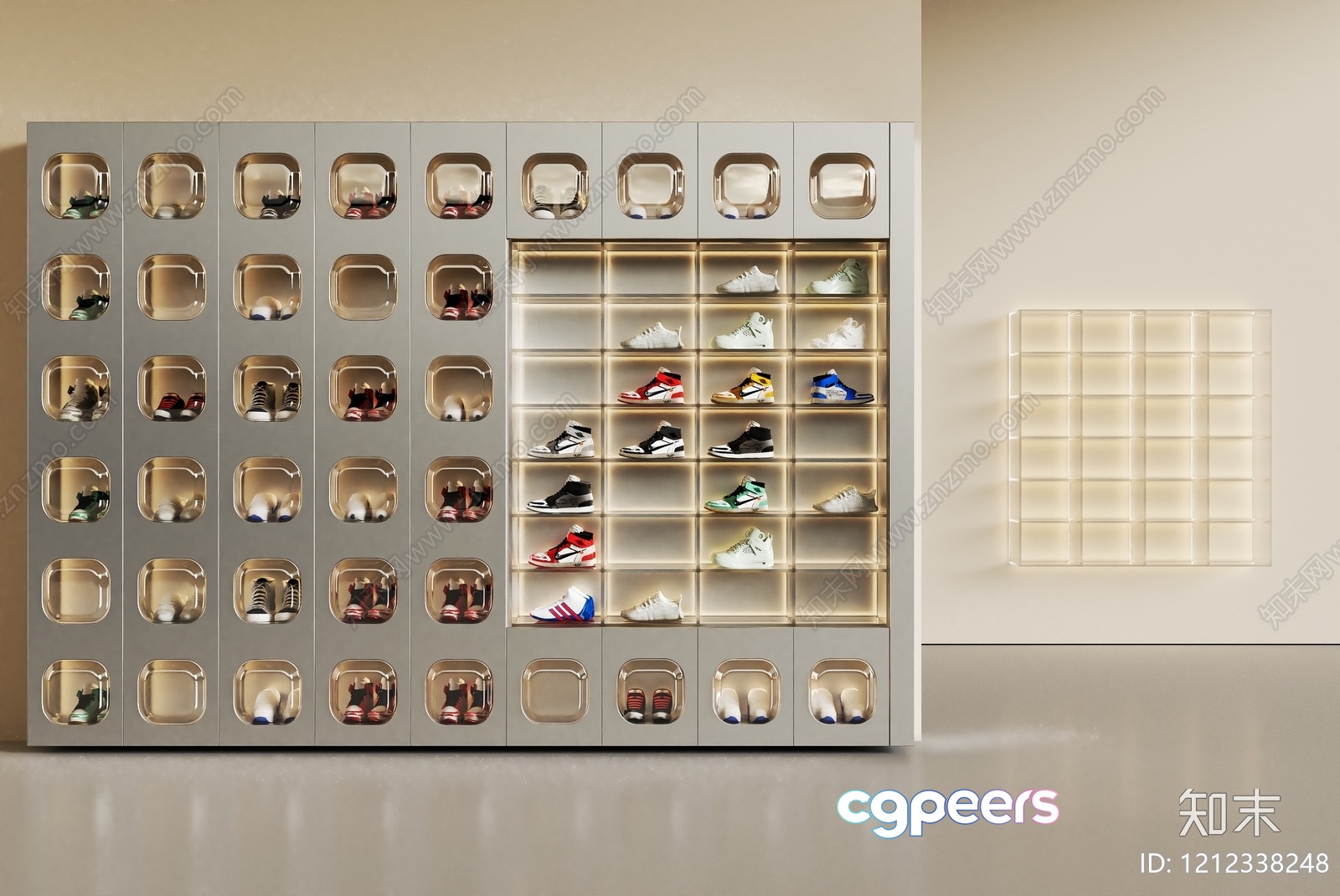 Modern Shoe Storage Unit 3D Model - 7164 - VRAY Render