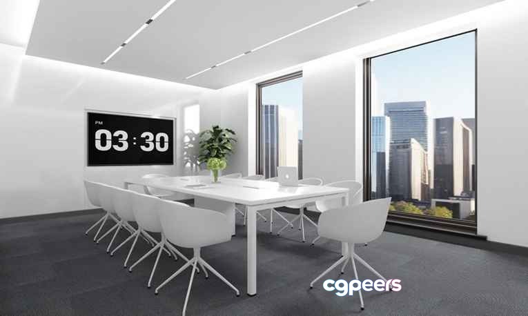 A White Conference Room 3D Model - 1520 - VRAY Render A White Conference Room 3D Model - 1520 - VRAY Render