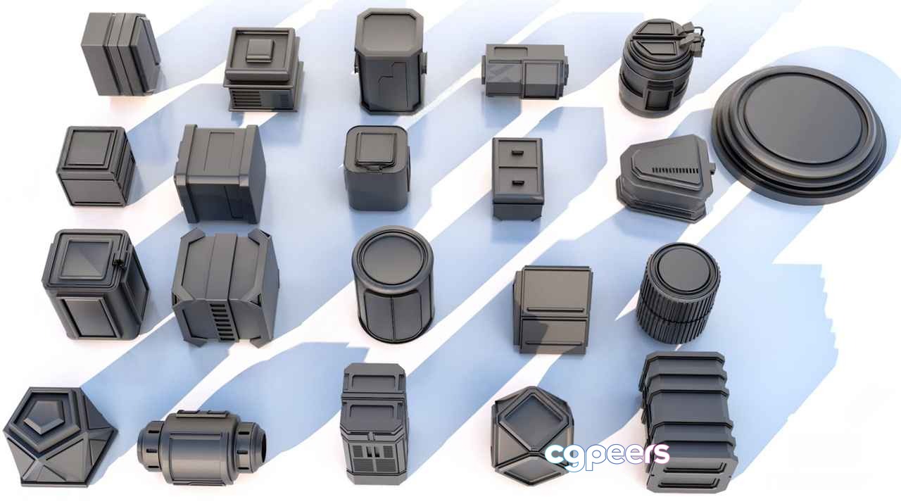 Grey Plastic Objects 3D Model - 2603 - VRAY Render
