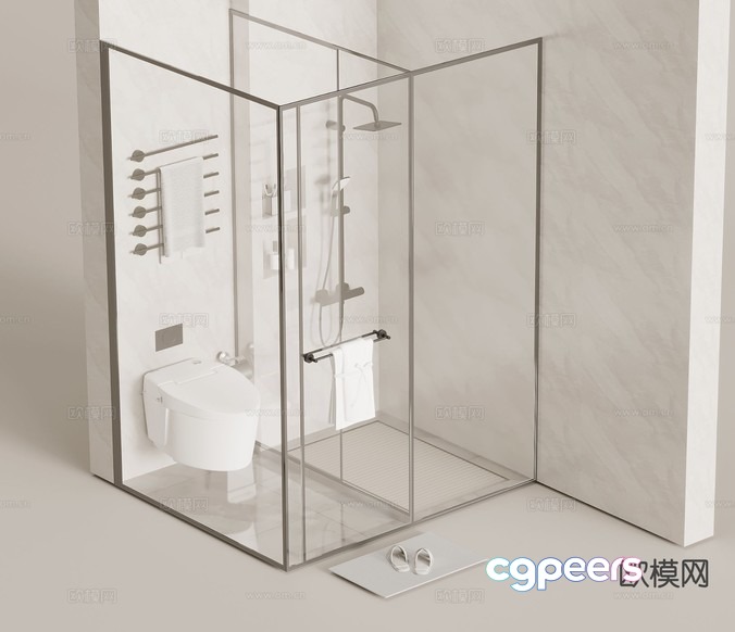 Modern Bathroom Shower 3D Model - 9743 - VRAY Render