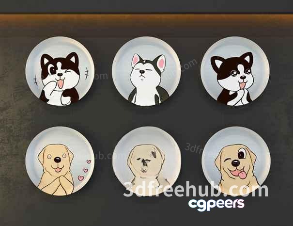 A Set Of Dog-Themed Stickers 3D Model - 18753 - VRAY Render