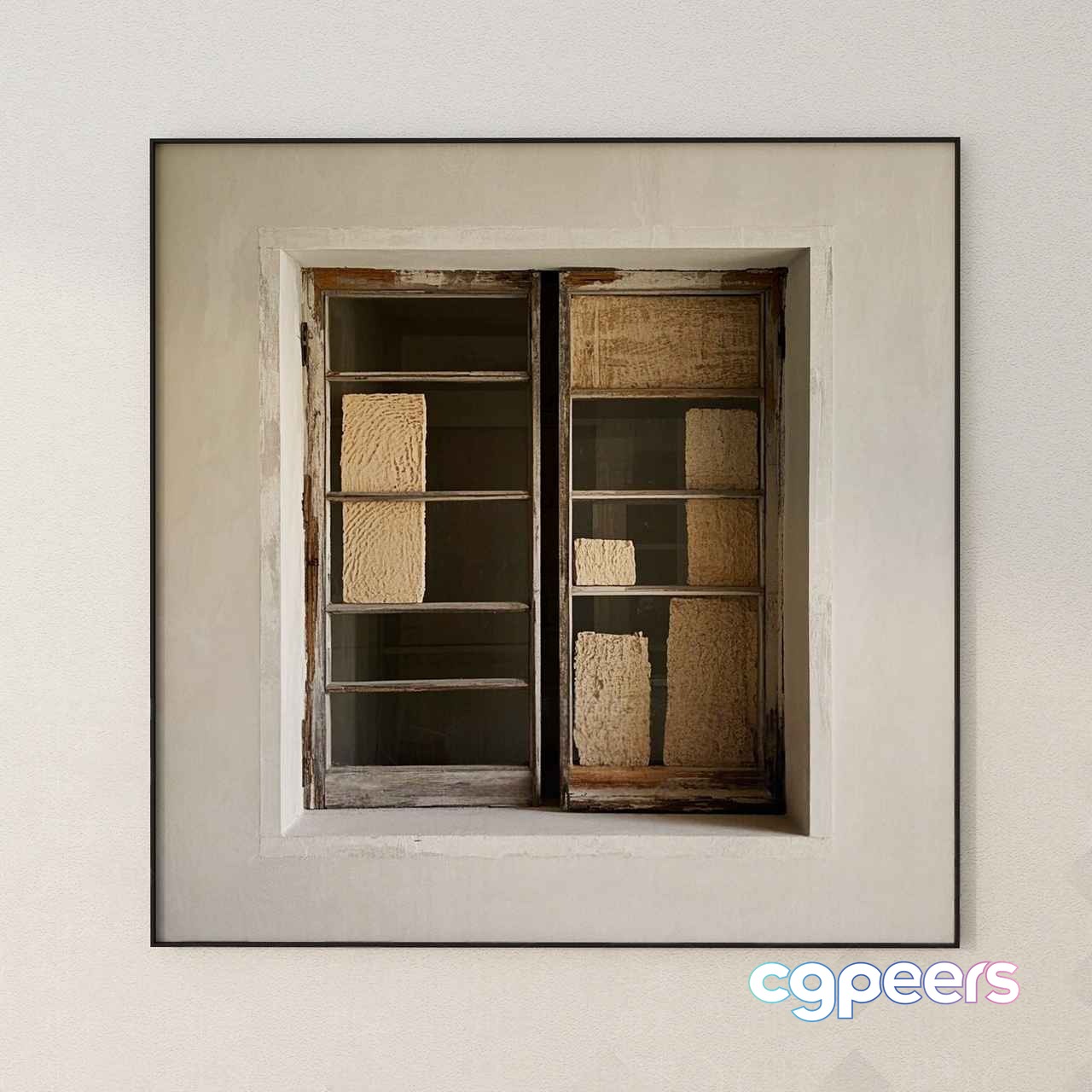 A Window With A Rustic Wooden Frame 3D Model - 20361 - VRAY Render