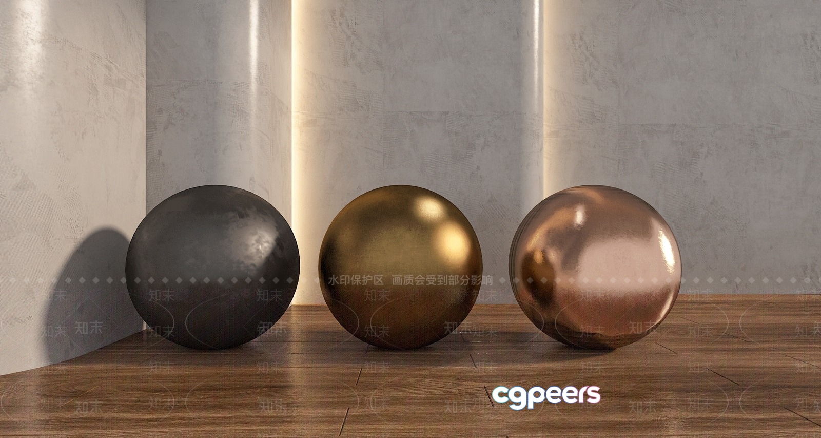 Three Metallic Balls 3D Model - 18647 - VRAY Render Three Metallic Balls 3D Model - 18647 - VRAY Render