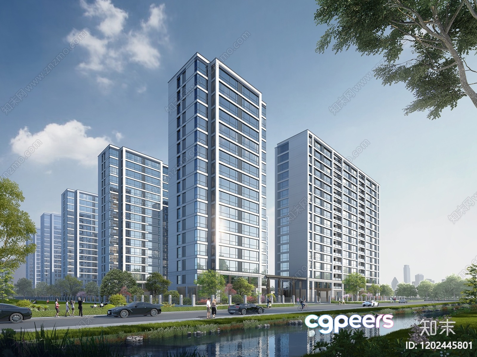 Urban High-Rise Buildings 3D Model - 9996 - VRAY Render