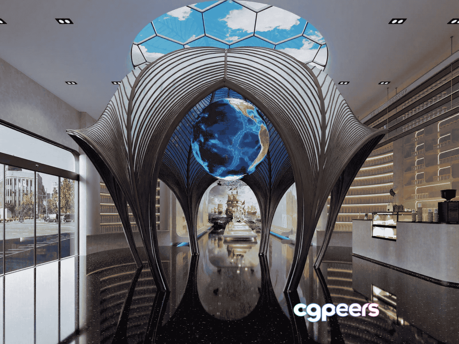 Modern Futuristic Interior 3D Model - 9875 - VRAY Render