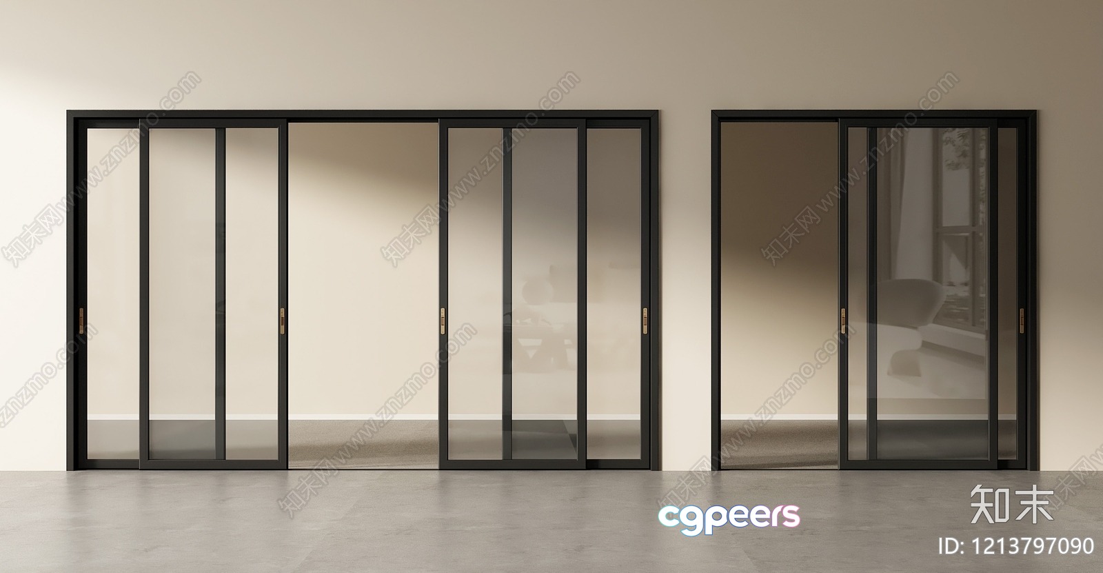 A Room With Sliding Glass Doors 3D Model - 10252 - VRAY Render