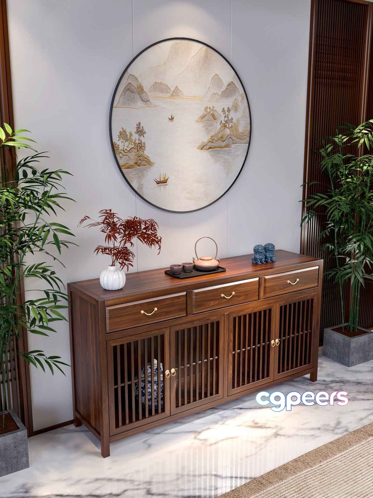 Traditional Asian-Inspired Decor 3D Model - 3520 - VRAY Render Traditional Asian-Inspired Decor 3D Model - 3520 - VRAY Render