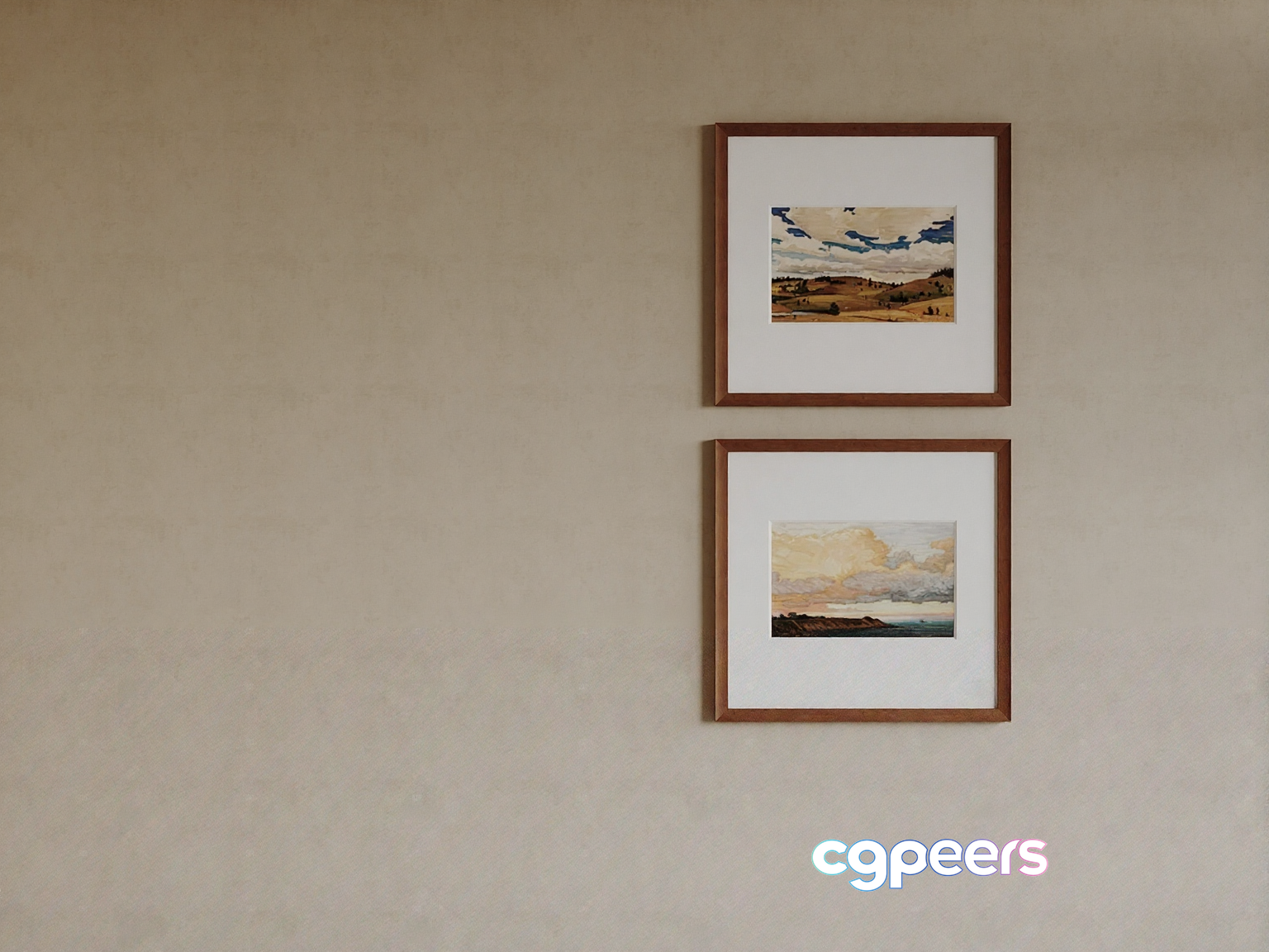 Two Framed Landscape Paintings 3D Model - 2473 - CORONA Render