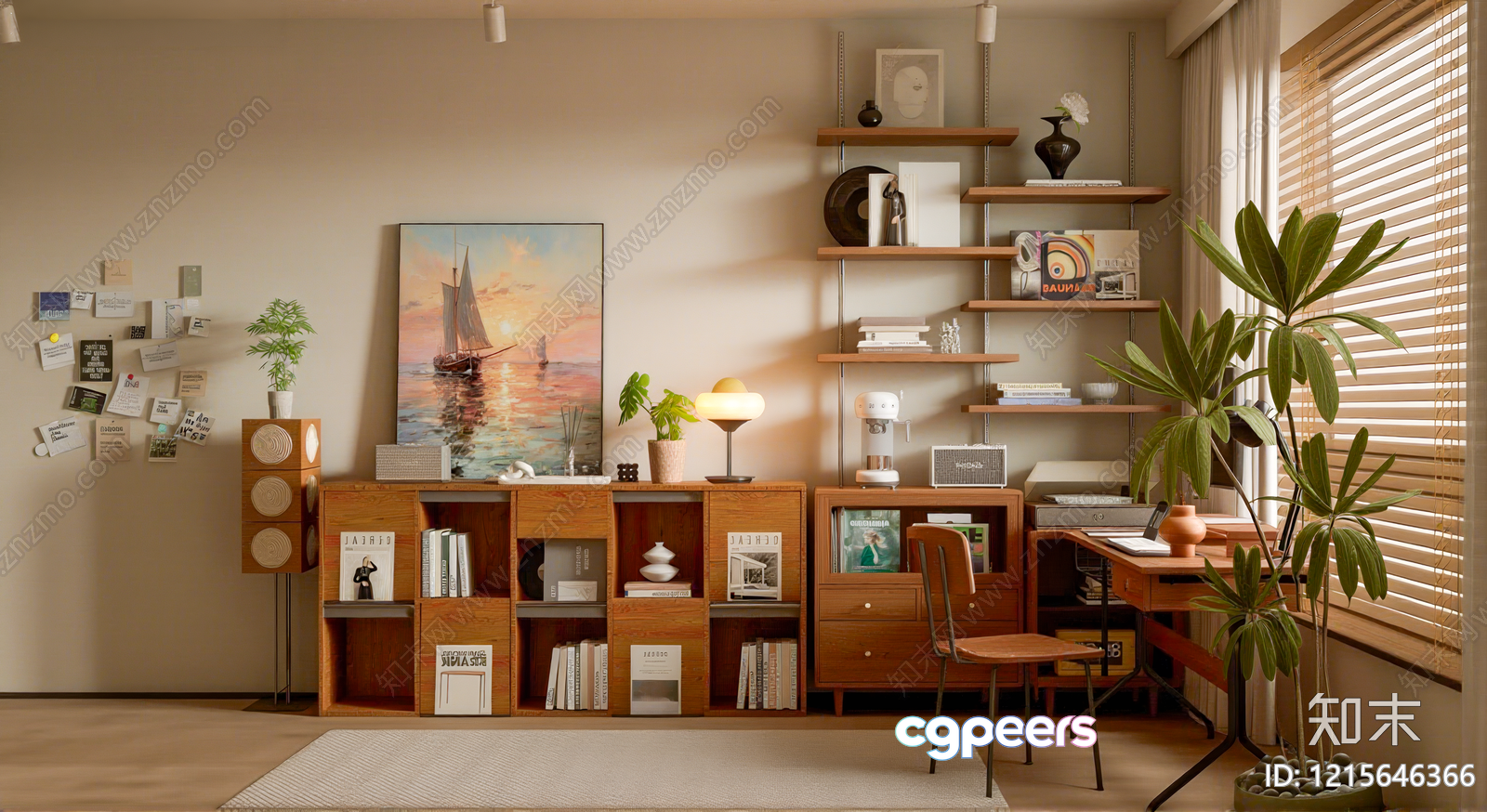 Cozy Home Office 3D Model - 13537 - VRAY Render