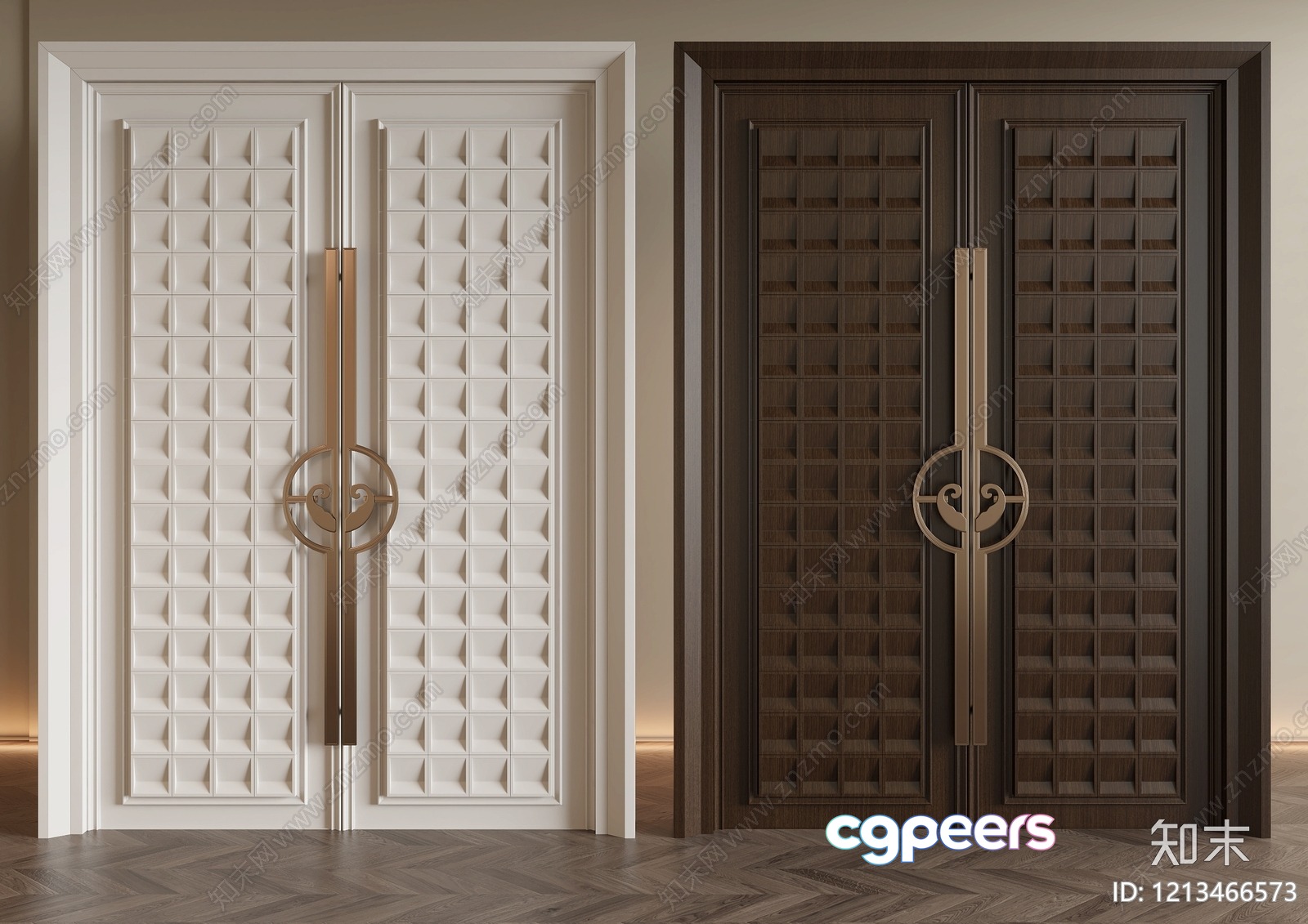 Elegant Double Doors 3D Model - 16883 - VRAY Render Elegant Double Doors 3D Model - 16883 - VRAY Render