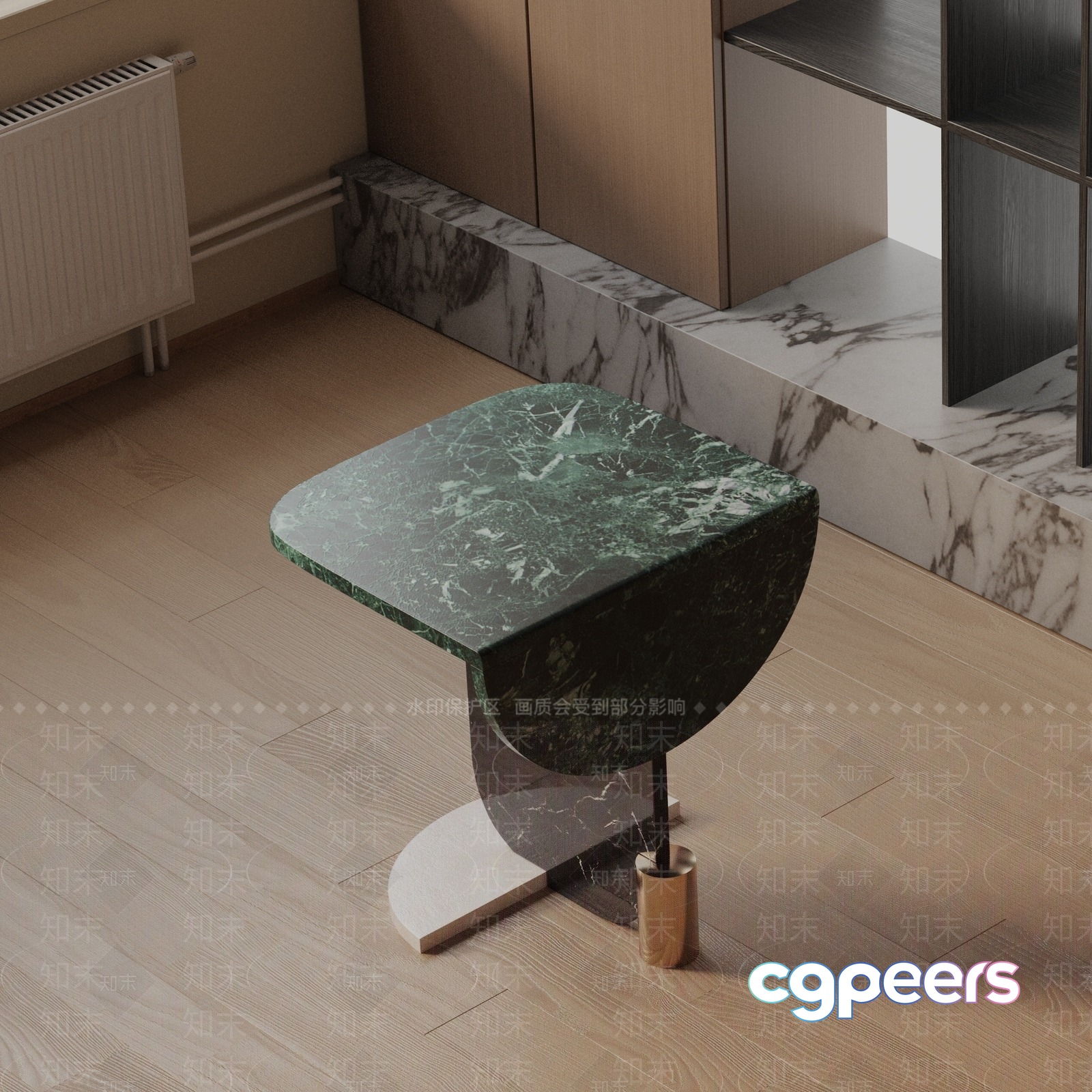 Modern Marble Side Table 3D Model - 7323 - VRAY Render