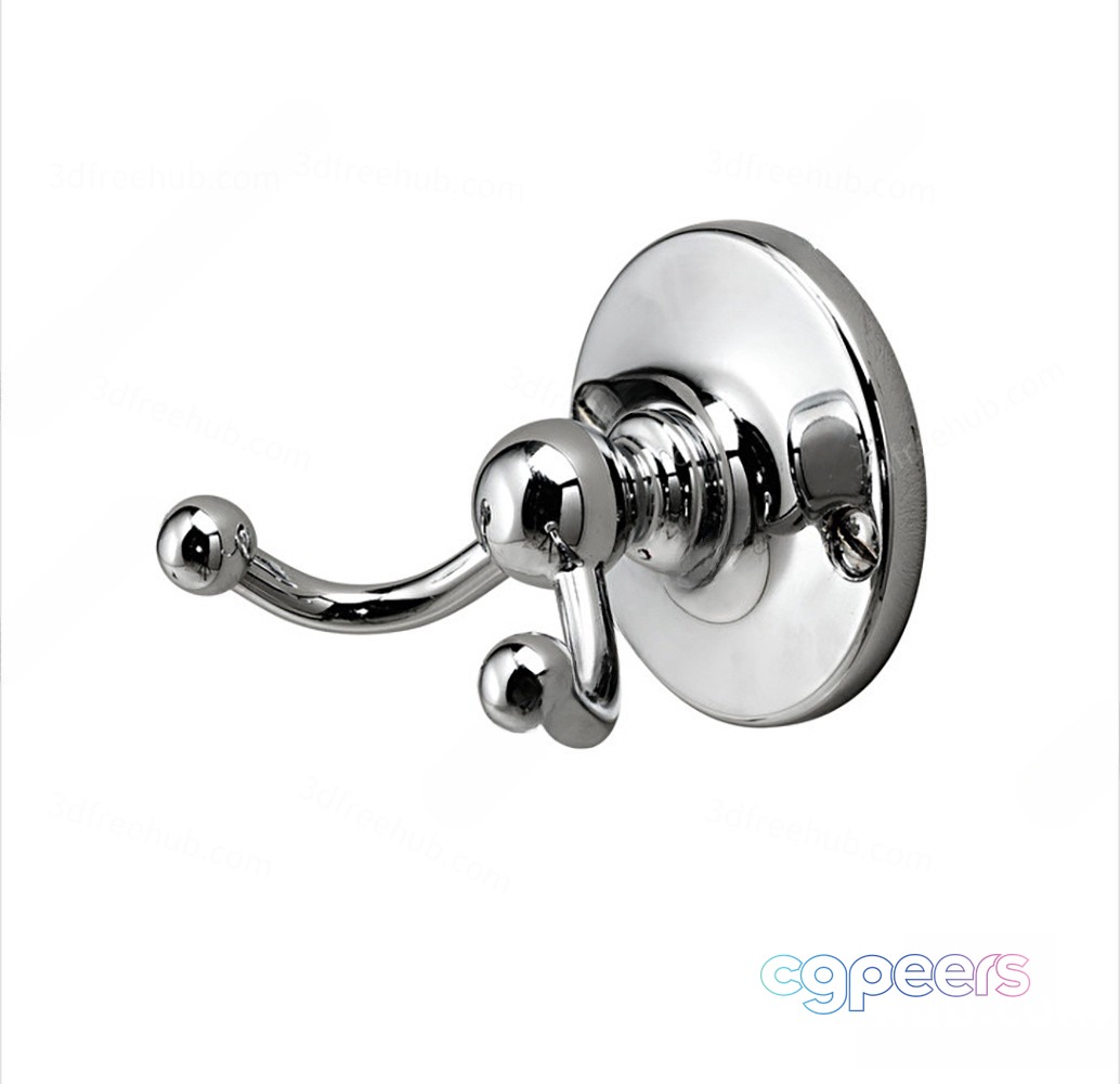 Silver Metal Coat Hook 3D Model - 20526 - VRAY Render
