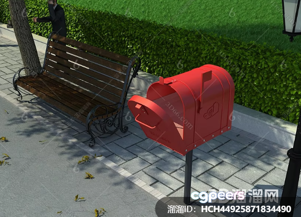 Red Mailbox 3D Model - 16225 - VRAY Render