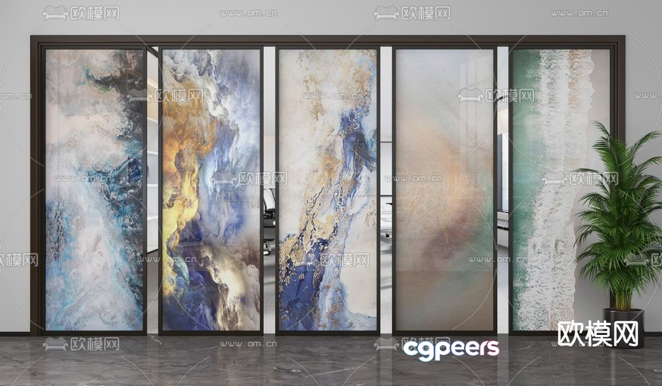 Modern Glass Doors 3D Model - 891 - VRAY Render