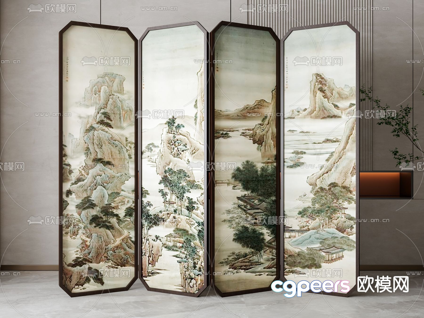 Four-Panel Screen 3D Model - 2212 - VRAY Render Four-Panel Screen 3D Model - 2212 - VRAY Render