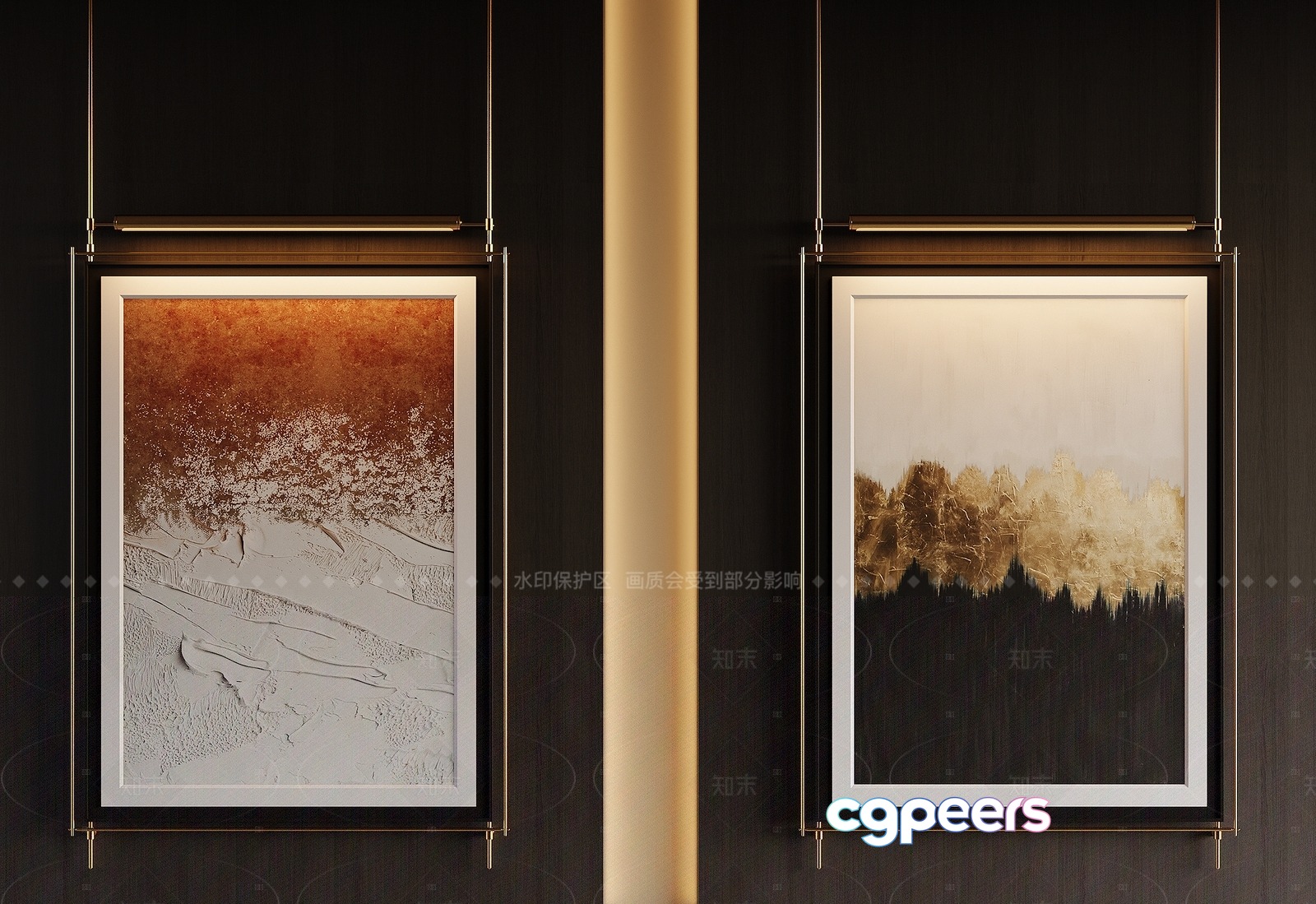 Gold Light Fixture 3D Model - 9266 - VRAY Render