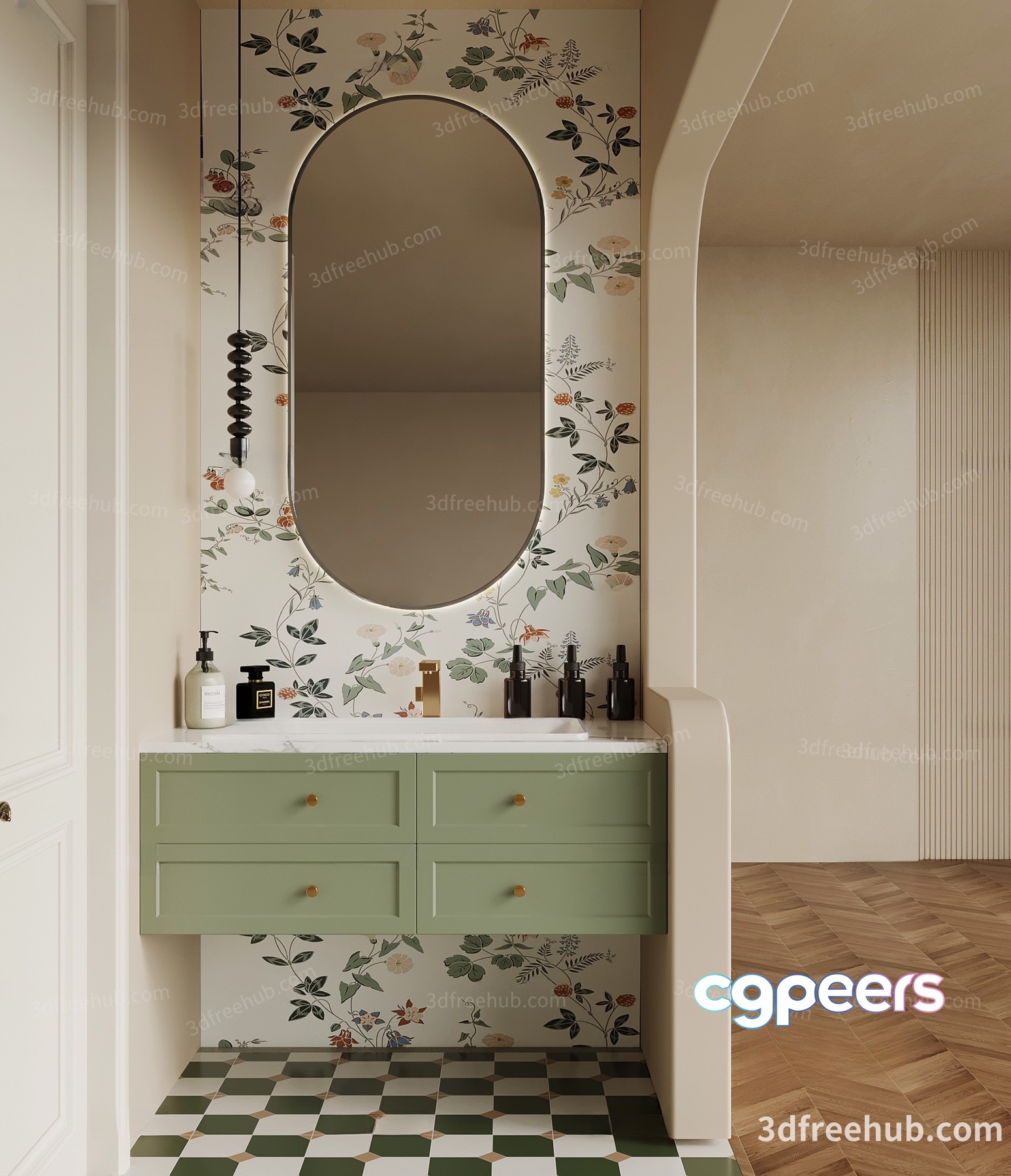 Modern Bathroom Vanity 3D Model - 22682 - VRAY Render