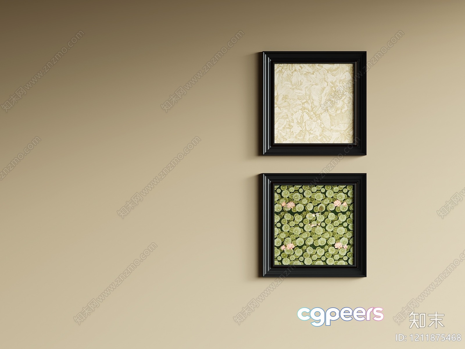 Two Black Picture Frames On A Wall 3D Model - 1786 - VRAY Render